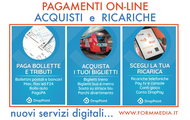 Servizi di Pagamento, ricariche telefoniche e Acquisto biglietti del treno - formmedia.it